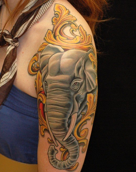 Awesome Elephant Tattoo for Stylish Girls