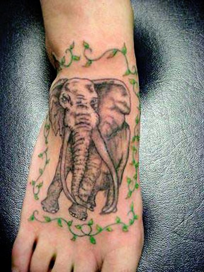 Elephant Mandala Thigh Tattoo